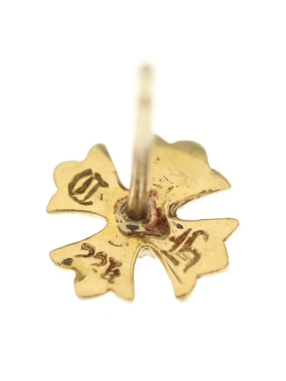 Chrome Hearts 22K No2 CH Plus Stud Gold Earrings